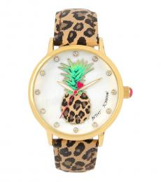 Betsey Johnson Leopard Print White Dial Watch
