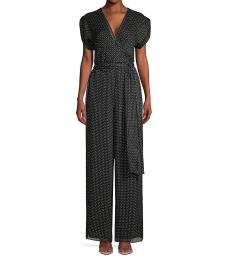 Diane Von Furstenberg Black Cassandra Printed Silk Jumpsuit