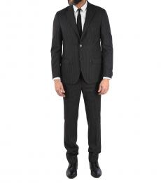 Corneliani Dark Grey Right Pinstriped Virgin Wool Suit