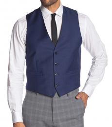 Dark Blue Slim Fit Wool Suit Separate Vest
