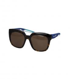 Balenciaga Brown Blue Square Sunglasses