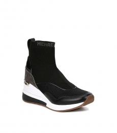 Michael Kors Brown Swift Knit Logo Wedge Booties