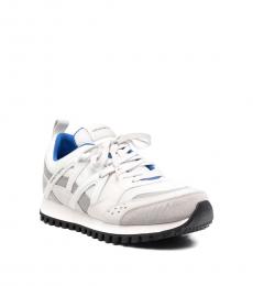 Emporio Armani White Leather Contrast Panel Sneakers