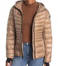 Brown Hooded Packable Jacket