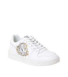 Versace Jeans Couture White Lace Up Sneakers