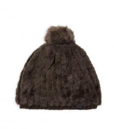 Calvin Klein Dark Brown Pom Pom Beanie Hat