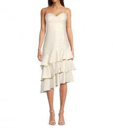 BCBGMaxazria Natural Asymmetric Ruffle Dress