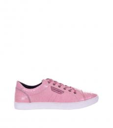 Dolce & Gabbana Pink Croc Print Sneakers