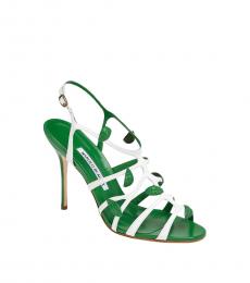 Green White Strappy Heels
