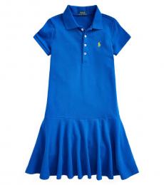 Ralph Lauren Girls Cruise Royal Stretch Mesh Polo Dress