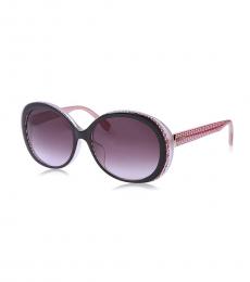 Fendi Black Burgundy Crystal Round Sunglasses