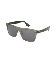 McQ Alexander McQueen Grey-Black Square Logo Sunglasses