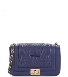 Mario Valentino Midnight Blue Beatrizd Quilted Small Shoulder Bag