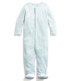 Ralph Lauren Baby Girls Cast Green Velour Footed Coverall