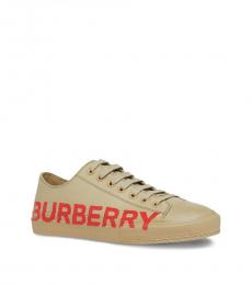 Burberry Dark Honey Beige Cotton Sneakers