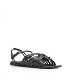 Stella McCartney Black Leather Flat Sandals