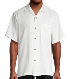 Tommy Bahama Off White Hatch Silk Short Sleeve Shirt