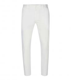White Solid Classic Pants