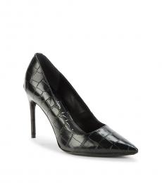 Calvin Klein Black Venten Croc-Embossed Heels