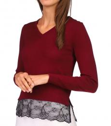Michael Kors Red Lace-Hem Sweater