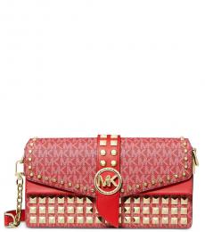 Michael Kors Red Greenwich Convertible Medium Shoulder Bag