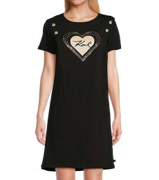 Karl Lagerfeld Black Embellished Heart Mini Dress