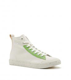 Diesel White Green S-Athos High Top Sneakers