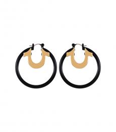 True Religion Black Enamel Horseshoe Hoop Earrings