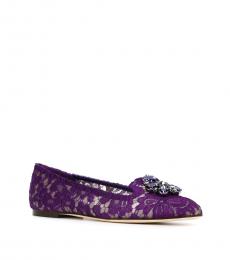 Dolce & Gabbana Purple Cruise Lace Ballerinas
