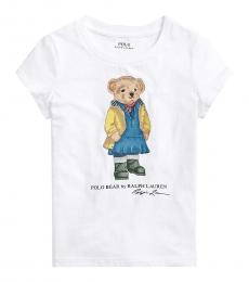 Ralph Lauren Girls White Raincoat Bear T-Shirt