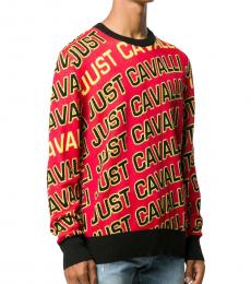 Red All Over Logo Crew-Neck Sweater