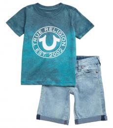 True Religion 2 Piece T-Shirt/Short Set (Little Boys)