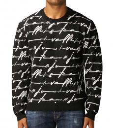 Just Cavalli Black All Over Logo Crew-Neck Sweatshirt