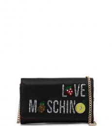 Love Moschino Black Fruits Logo Mini Shoulder Bag