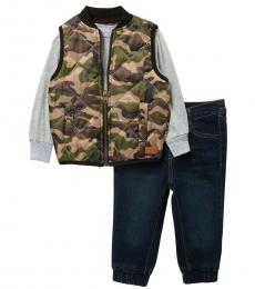 7 For All Mankind 2 Piece Vest/T-Shirt/Jeans Set (Baby Boys)