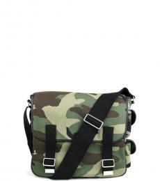 Saint Laurent Camouflage Canvas Large Messenger Bag