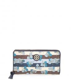 Tory Burch Blue Kerrington Zip Continental Wallet