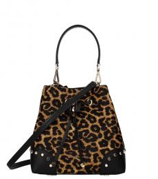 Michael Kors Leopard Print Mercer Gaklery Small Bucket Bag