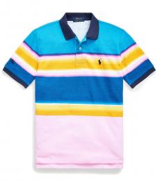 Ralph Lauren Boys Carmel Pink Striped Mesh Polo