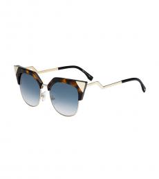 Fendi Havana Gold Gradient Cat Eye Sunglasses
