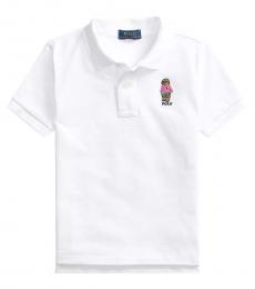 Ralph Lauren Little Boys White Beach Bear Mesh Polo