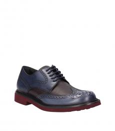 Tod's Blue Wingtip Leather Lace Ups