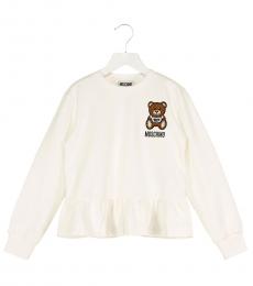 Moschino Girls White Teddy Ruffle Sweatshirt