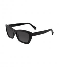 Salvatore Ferragamo Black-Grey Rectangular Logo Sunglasses