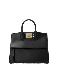 Salvatore Ferragamo Black The Studio Small Satchel
