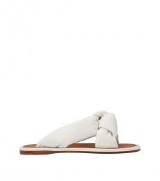 White Crossed Leather Flats