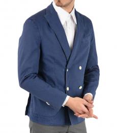 Royal Blue Cc Collection Side Vents Peak Lapel Double-Breasted Sw-Finito Blazer Drop 8R