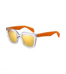 Orange White Rectangular Sunglasses