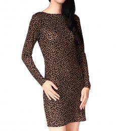 Leopard Cowl-Back Dress