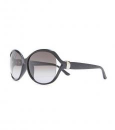 Salvatore Ferragamo Black Butterfly Round Sunglasses